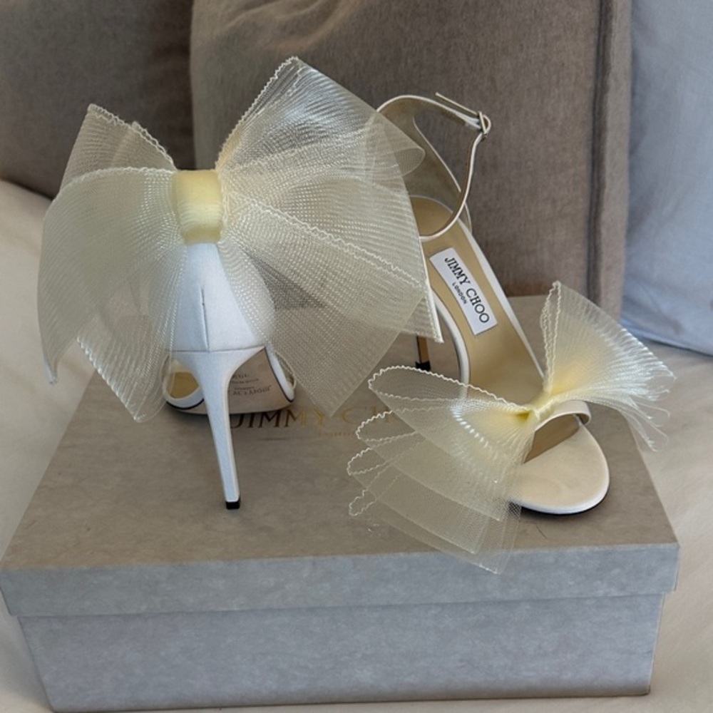 Jimmy Choo Ivory and Cream Bow Heels